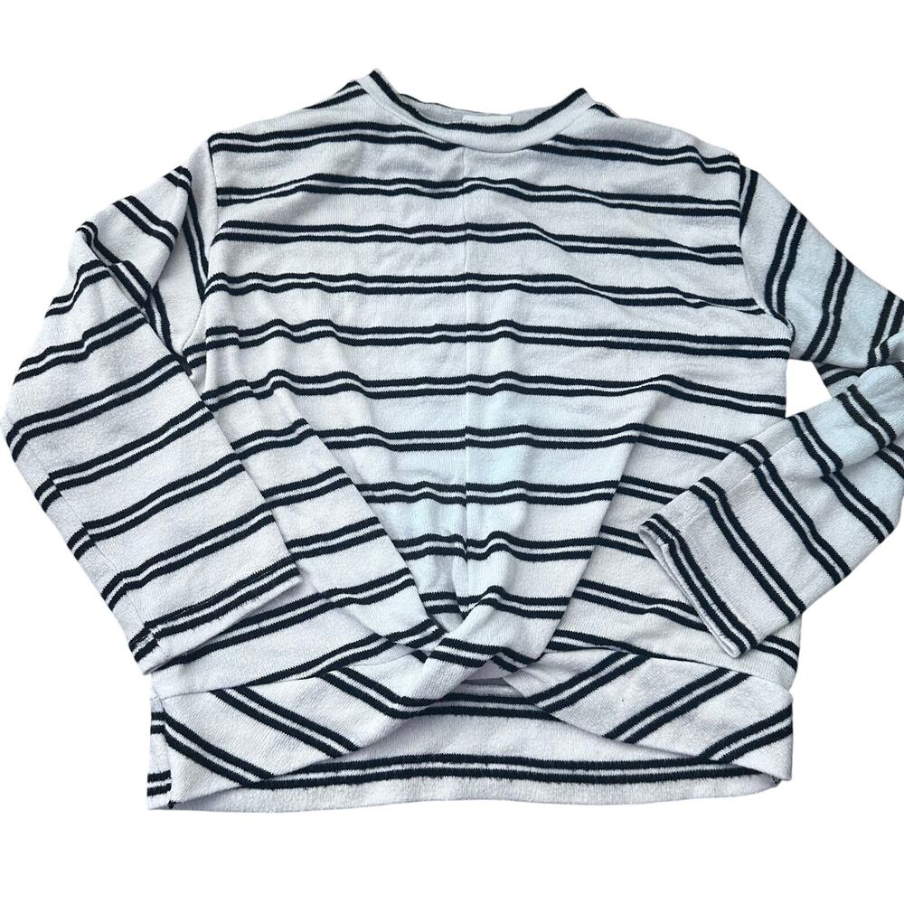 Zara Girls White & Black Striped Long Sleeve Sweater - Size 8